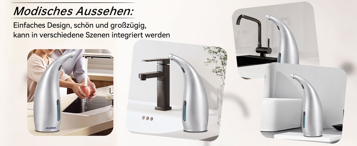 Greatmay Automatic Soap Dispenser - Touchless Electric 300ml Soap Dispenser with Adjustable Settings, IPX6 Waterproof for Bathroom, Kitchen