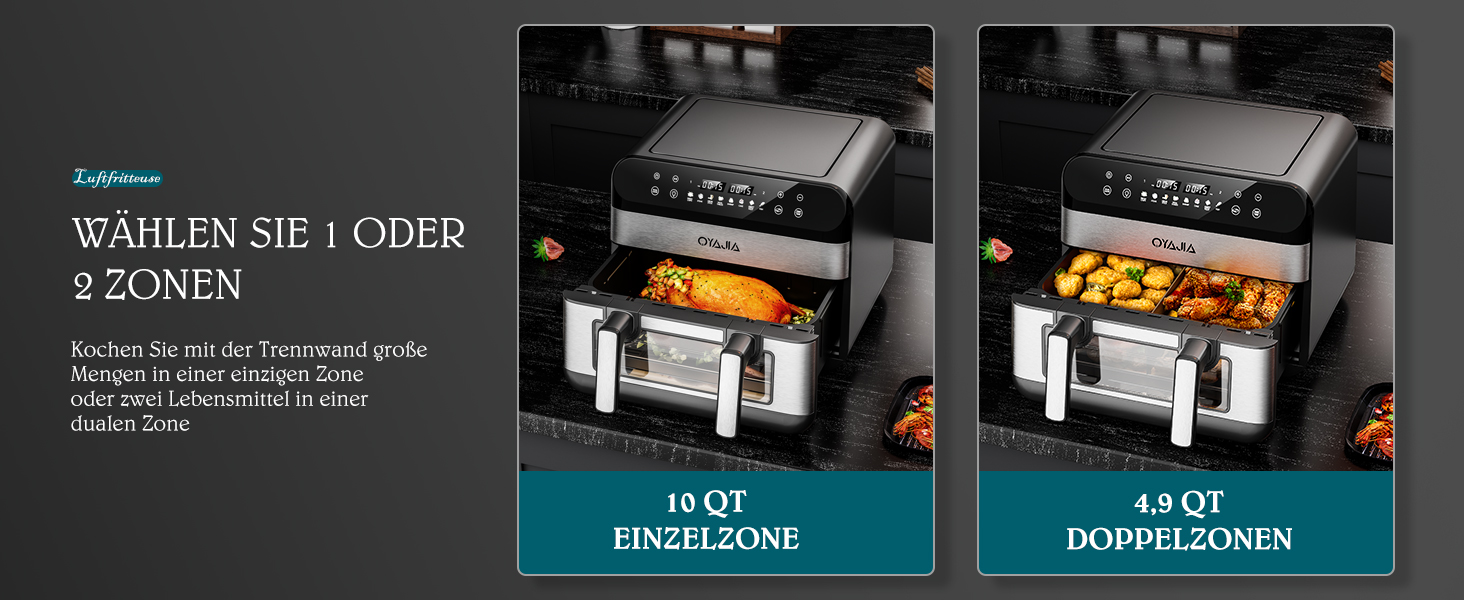 Фритюрниця повітряна з цифровим LED-дисплеєм, 10-в-1, 10 л. Зі скляним вікном, таймером та функцією здорового приготування без олії.