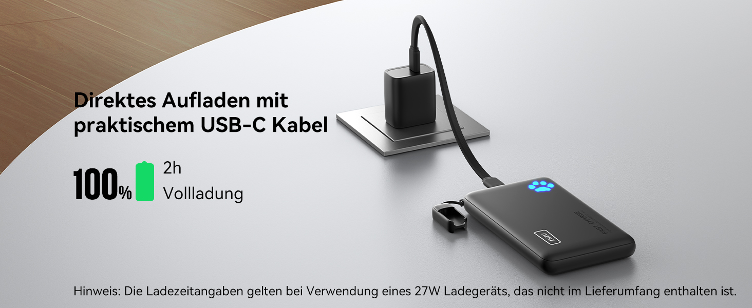 Power Bank INIU 10000mAh 45W USB-C PD3.0 з ліхтариком, бежевий - Зовнішній акумулятор для iPhone, Samsung, iPad