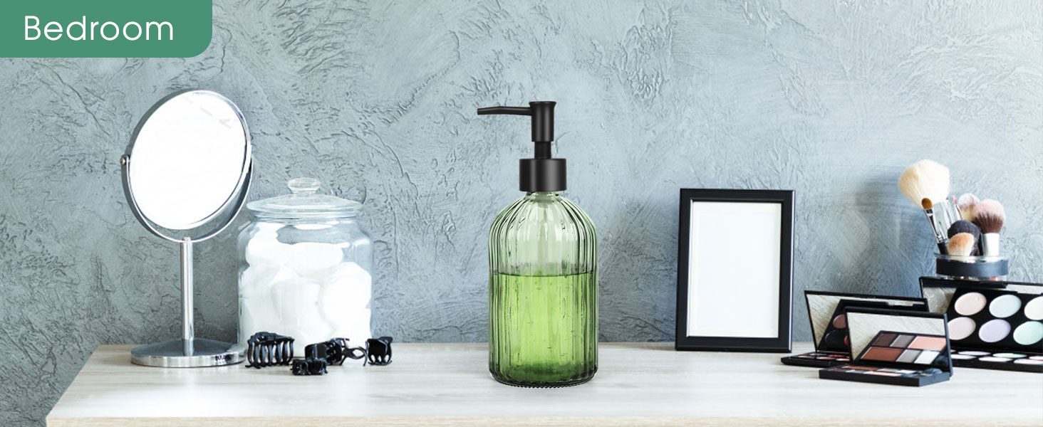 Скляні дозатори для мила Topsky (2 шт.), 400 мл, з чорною помпа, для кухні та ванної кімнати, ідеально для мила, лосьйонів та ефірних олій (оливковий зелений)