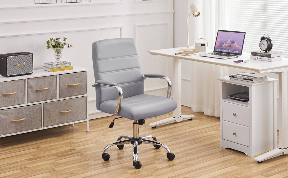 Офісне крісло Yaheetech: ергономічний, з підлокітниками, поворотний, до 130 кг, сірий