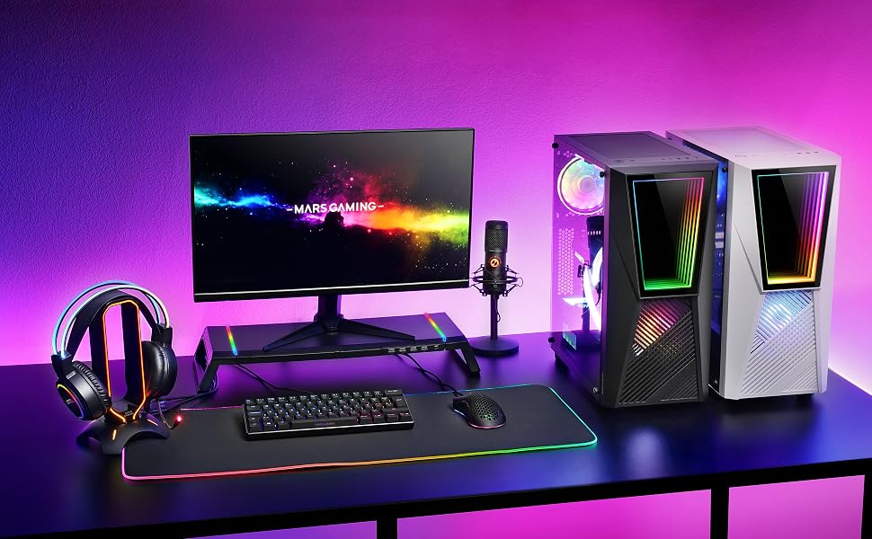 Ігровий корпус Mars Gaming MC777W White, Infinity Mirror ARGB, загартоване скло, 2 вентилятори Chroma ARGB, ATX, Білий