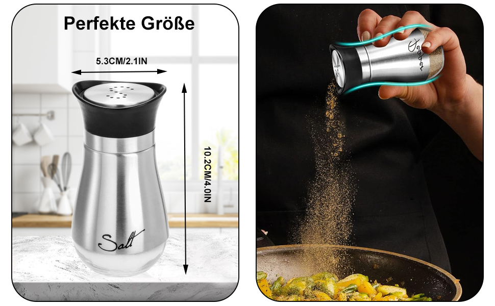 Набір для солі та перцю з нержавіючої сталі з скляною пляшечкою, дозатор спецій, аксесуари для кухні, дому, ресторану, обіднього столу (сріблястий)
