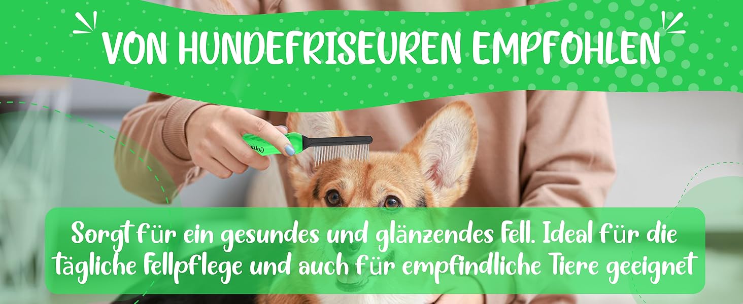 Гребінець для вичісування шерсті тварин Testurteil Sehr Gut: для собак та котів середньої та довгої шерсті. Підходить для маленьких та великих тварин. Легке очищення + E-Book з порадами.