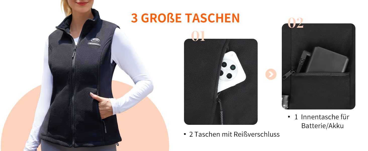 Електрична гріюча жилетка для жінок, чорна, з акумулятором 7.4V 10000mAh, 3 режими нагріву, ідеальний подарунок на Різдво