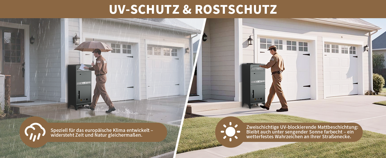 Поштовий ящик вуличний Edestah Anthrazit з газетницею (37x37x10 см), персоналізований з табличкою для імені, захист від реклами, поштова скринька