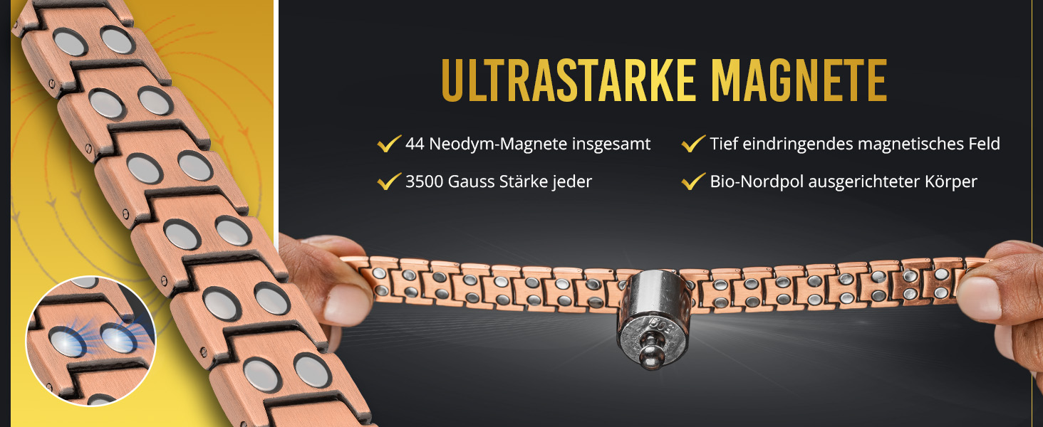 Магнітний браслет MagnetRX® для чоловіків з чистої міді - Браслет для магнітної терапії, ідеальний при артриті та синдромі карпального тунелю - З інструментом для регулювання розміру (Classic Style)