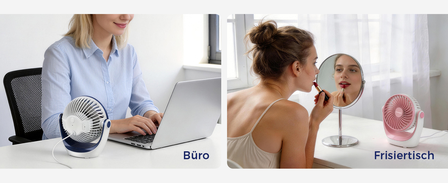 USB вентилятор OCOOPA: компактний настільний вентилятор з потужним потоком повітря та тихим режимом роботи. 3 швидкості, 360° обертання, портативний для офісу, дому та на вулицю. Колір: темно-синій