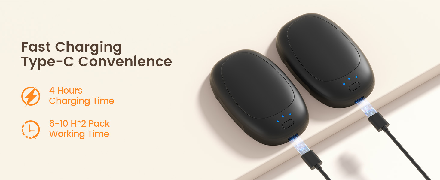 Електричні грілки для рук 2 шт. з підзарядкою, багаторазові, 3 режими нагріву, портативні, для жінок та чоловіків, для відпочинку на природі, кемпінгу, гольфу, полювання, чорного кольору