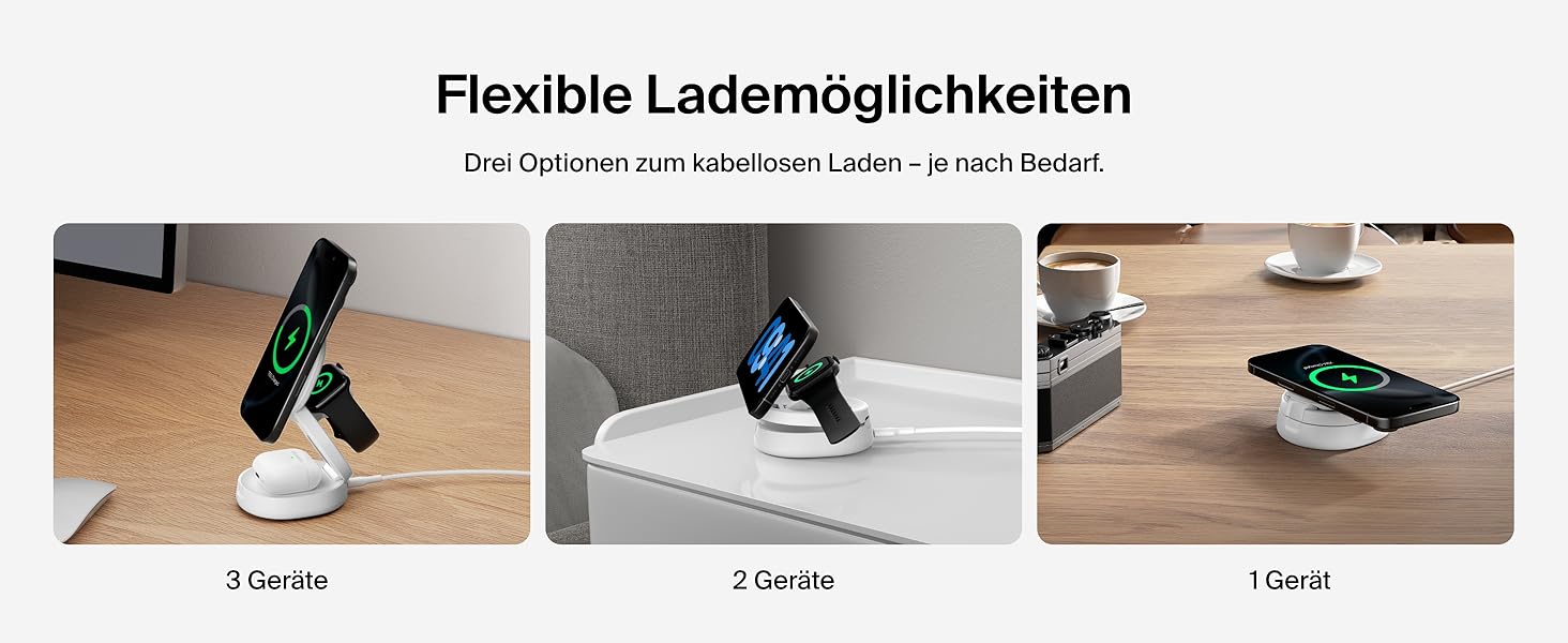 Belkin BoostCharge 3-in-1: Бездротова зарядка з MagSafe, 15W, для iPhone, Apple Watch, AirPods, Pixel, з адаптером 30W