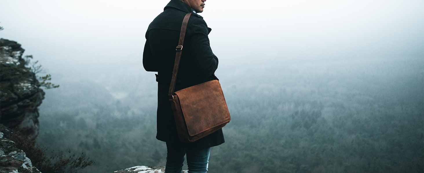 Сумка-месенджер LEABAGS Acapulco з натуральної шкіри, чоловіча та жіноча шкіряна сумка для ноутбука до 15 дюймів, ділова сумка через плече 39x30x11 см