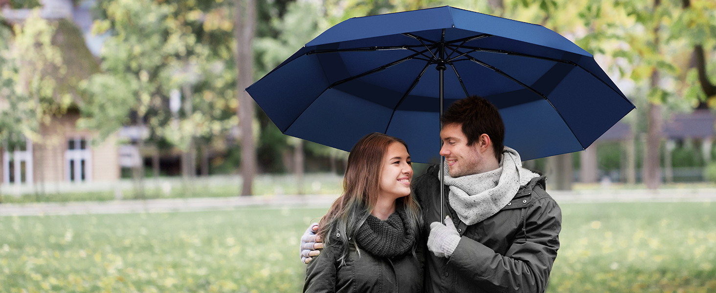 TECKNET Автоматичний парасолька, стійкий до вітру, легкий у використанні, синій