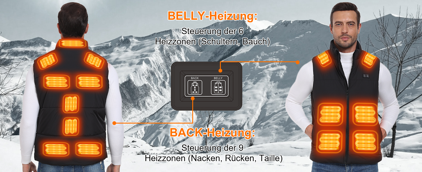 Обогреваемый жилет для мужчин и женщин 7,4V с аккумулятором 20000mAh, до 12 часов быстрого нагрева, 15 зон нагрева – для велоспорту, кемпинга и работы зимой, XS, глубокий черный