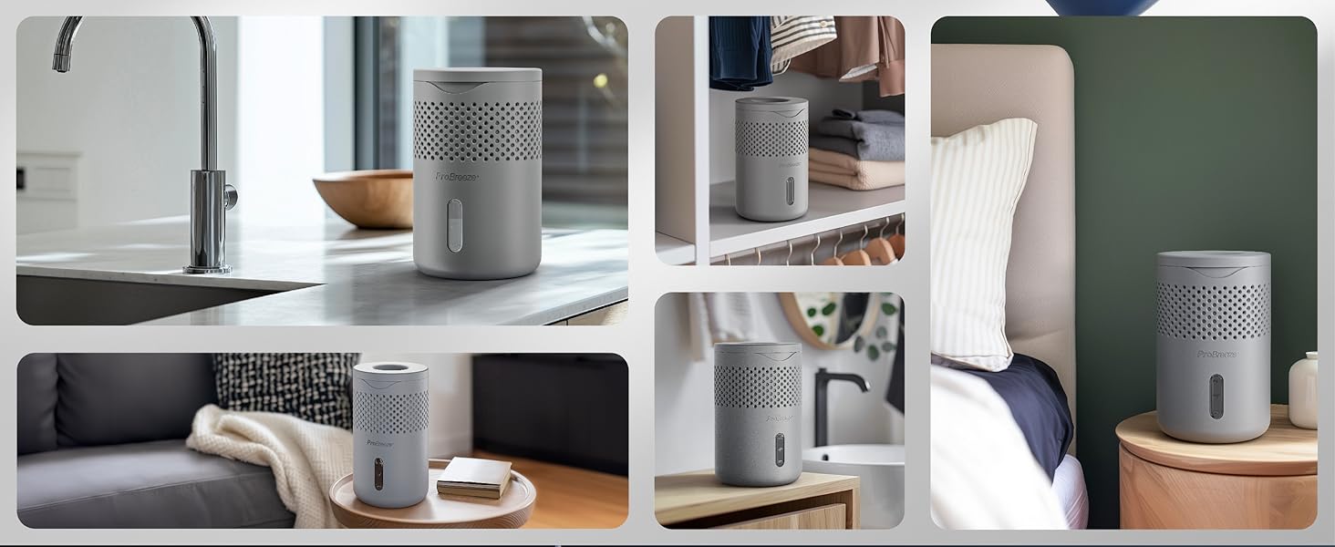 Pro Breeze Osmo: Безшумний осушувач повітря для дому, спальні, шафи, авто. Таблетка 700г (до 100 днів). Колір: сірий