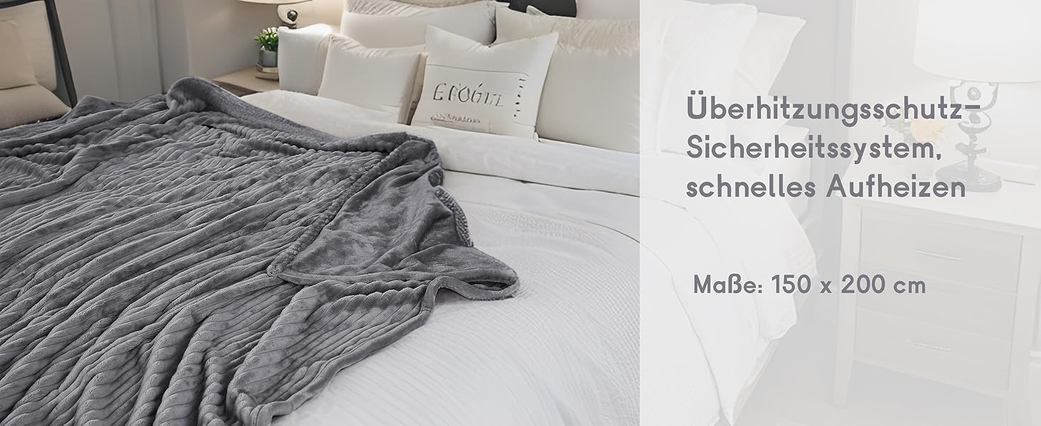 Електрична ковдра з автовимкненням 130x180 см – 9 рівнів нагріву, таймер, захист від перегріву, чорна