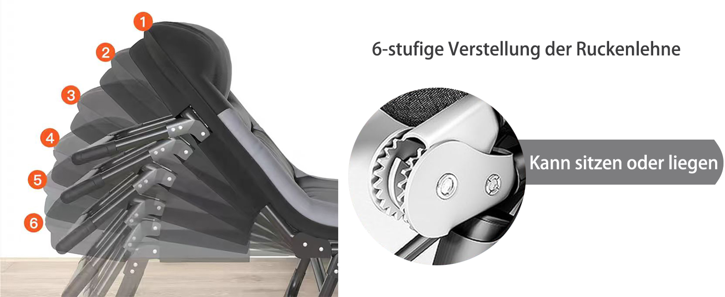 Розкладне ліжко-крісло для кемпінгу та відпочинку: ліжко-крісло, карпове ліжко, гостьове ліжко (чорне)