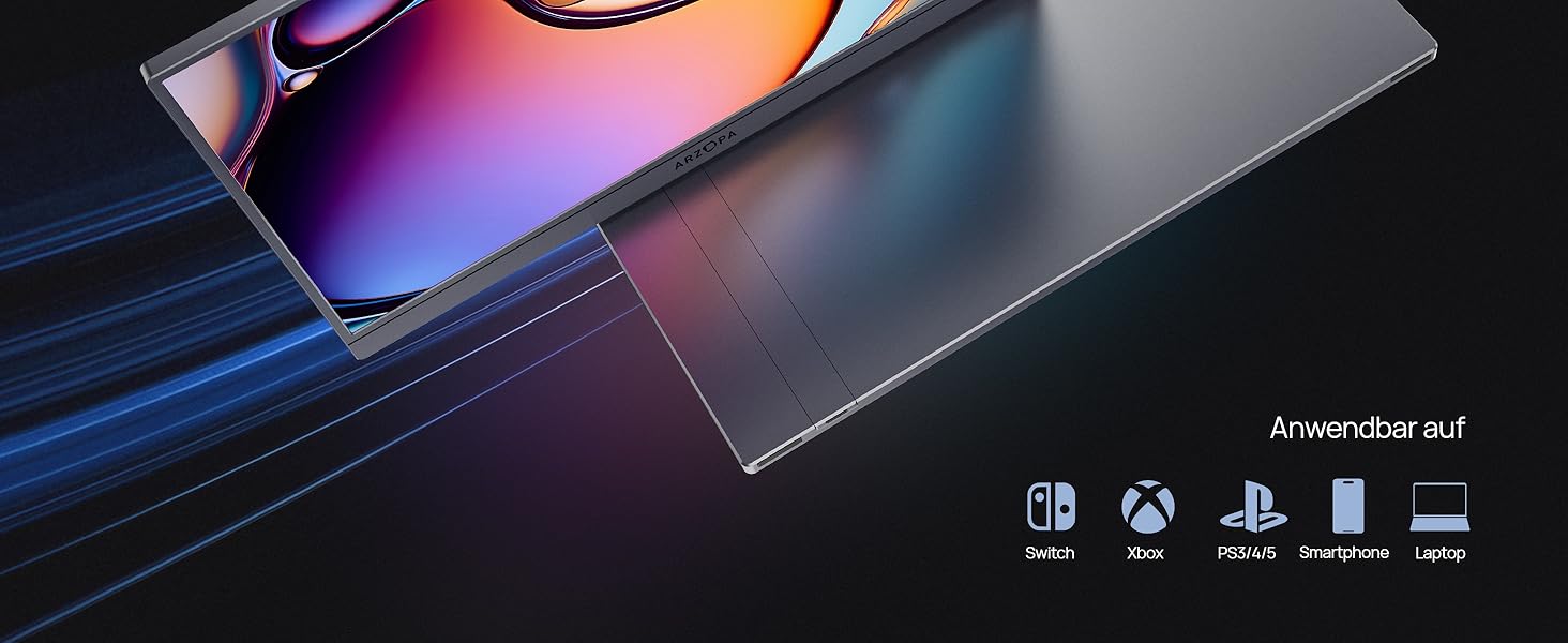 Портативний монітор ARZOPA 16.1' 2.5K 180Hz (2560x1440) HDR10, Space Grey (Z3FC/180HZ)