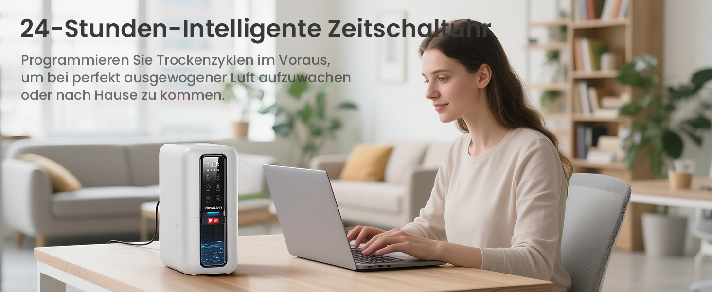 Електричний осушувач повітря з 2L резервуаром для води, автоматичне вимкнення та регулювання вологості, для ванної кімнати, спальні, шафи (білий)