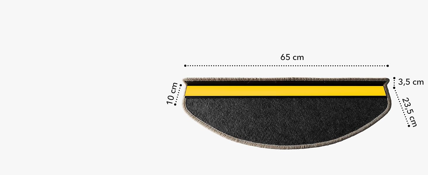 Набір килимків для сходин Floordirekt Barcelona (15 шт.) - надійні та легкі в догляді, 16 кольорів, напівкруглі (темно-коричневий, 65 x 23,5 см)