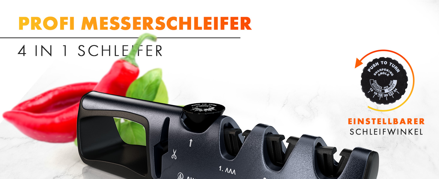 Точилка для ножів AUSTEIN QuickSharp 4-in-1: професійне заточування та шліфування (Титаново-сірий)