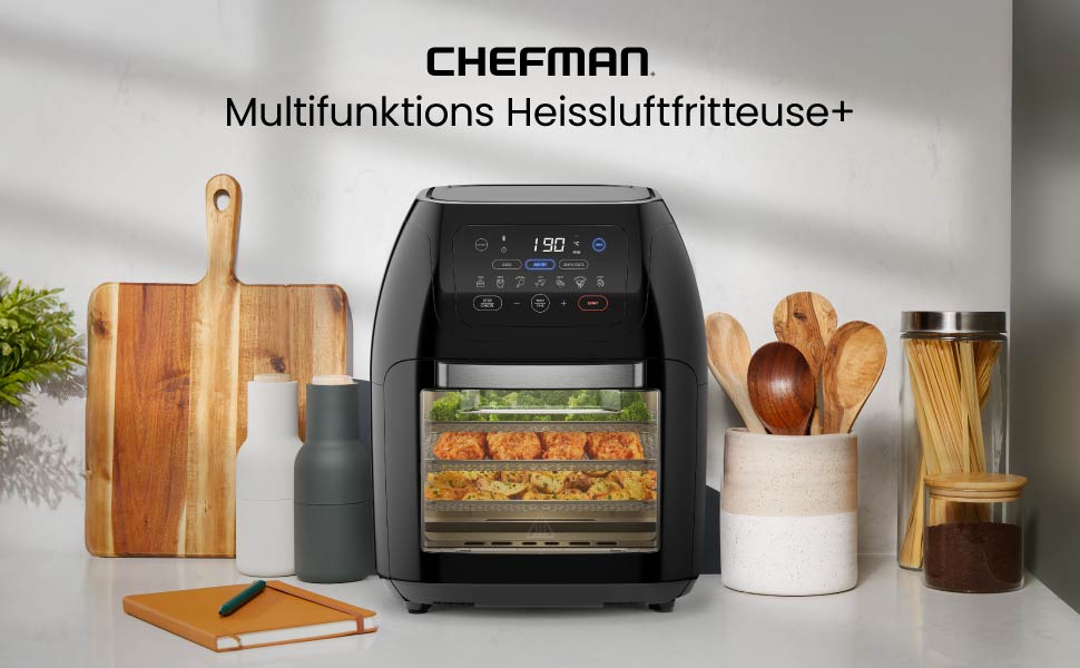 Фритюрниця Chefman мультифункціональна з ротисерією, дегідратором, конвекцією, 17 пресетів, 10л, чорна