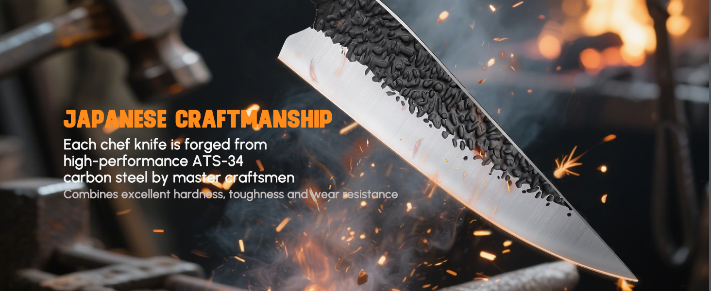 Ніж Santoku Purple Dragon професійний шеф-ніж з високоякісної вуглецевої сталі, 16.8 см (3 шт.)