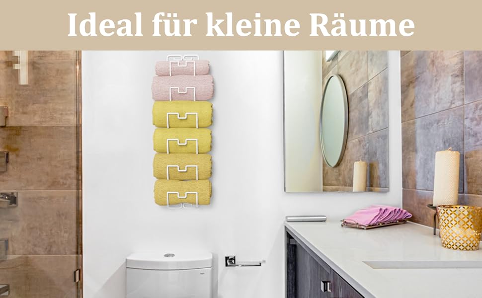 Настінна тримач для рушників з 6 секціями, чорний | Для ванної кімнати