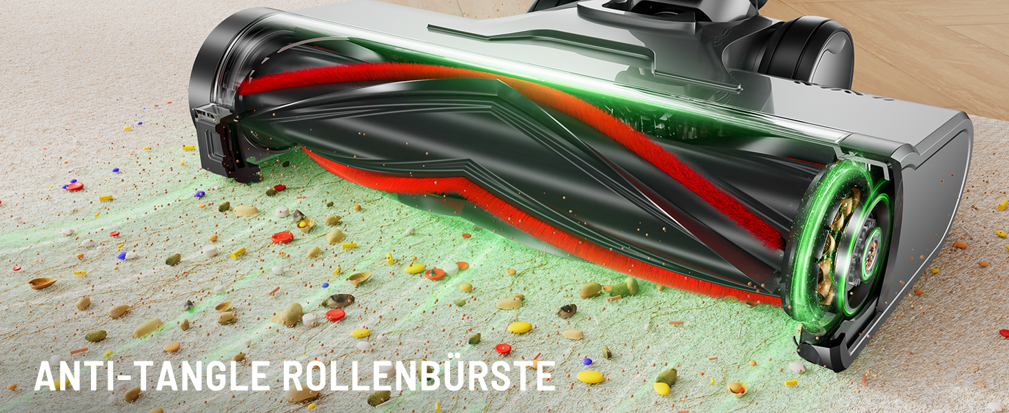 Бездротовий акумуляторний пилосос 600W з потужністю всмоктування 50KPA, 70 хвилин роботи, великий пилозбірник 1,8L, антизаплутана щітка, 8-рівнева фільтрація, підходить для твердих поверхонь, килимів та шерсті тварин, колір - блакитний