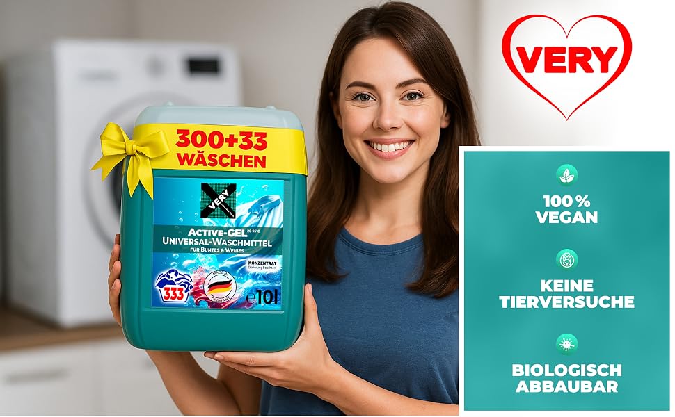 Універсальний рідкий засіб для прання VERY® Gel, 10 л, каністра