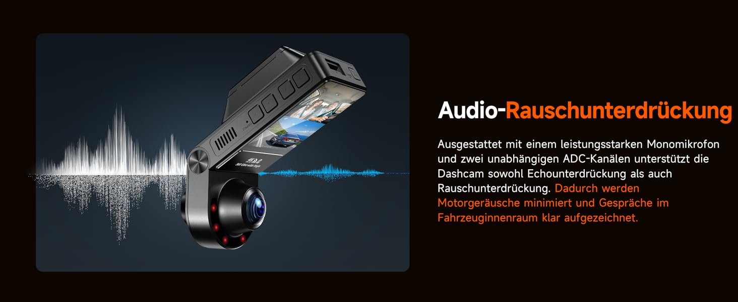 Відеореєстратор E-YEEGER Dashcam Auto 345° Panorama 4K+2.5K з GPS, WiFi, HDR, Нічне бачення, Паркувальний режим, Loop-запис, SD-карта 64GB