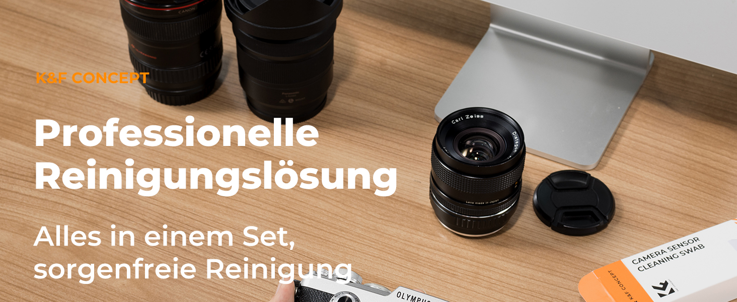 Набір для чищення об'єктивів K&F Concept: для фотоапаратів, об'єктивів, фільтрів та телефонів. З Lenspen, пензликом, мікрофіброю та рідиною для чищення (12 мм, 10 шт.)