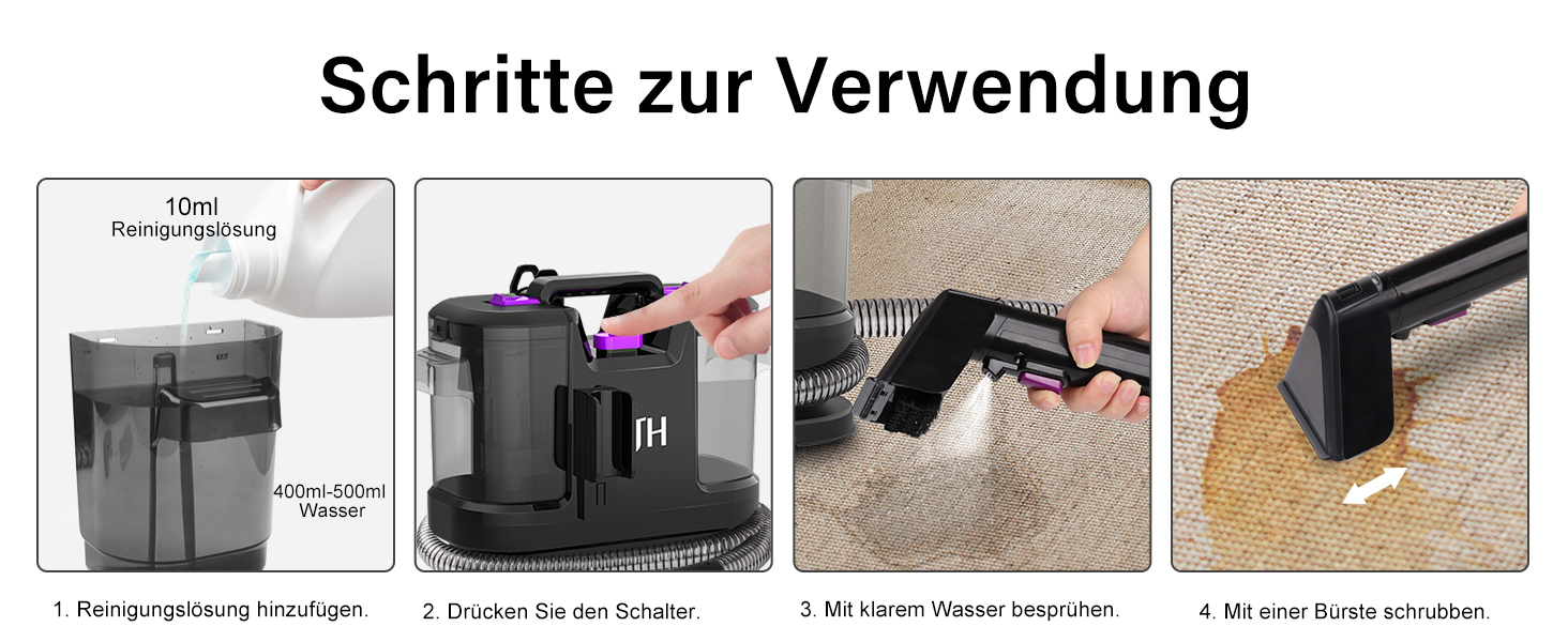 Пилосос для миття килимів та м'яких меблів з насадкою для шерсті тварин, 450W, для дому та автомобіля