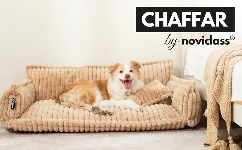 Крісло-лежанка для домашніх тварин Noviclass® Chaffar: лежанка для котів та собак | Ортопедичний матрац | Сучасний стиль, Cord-Design | Розміри: Камелеон, XXL (140см)