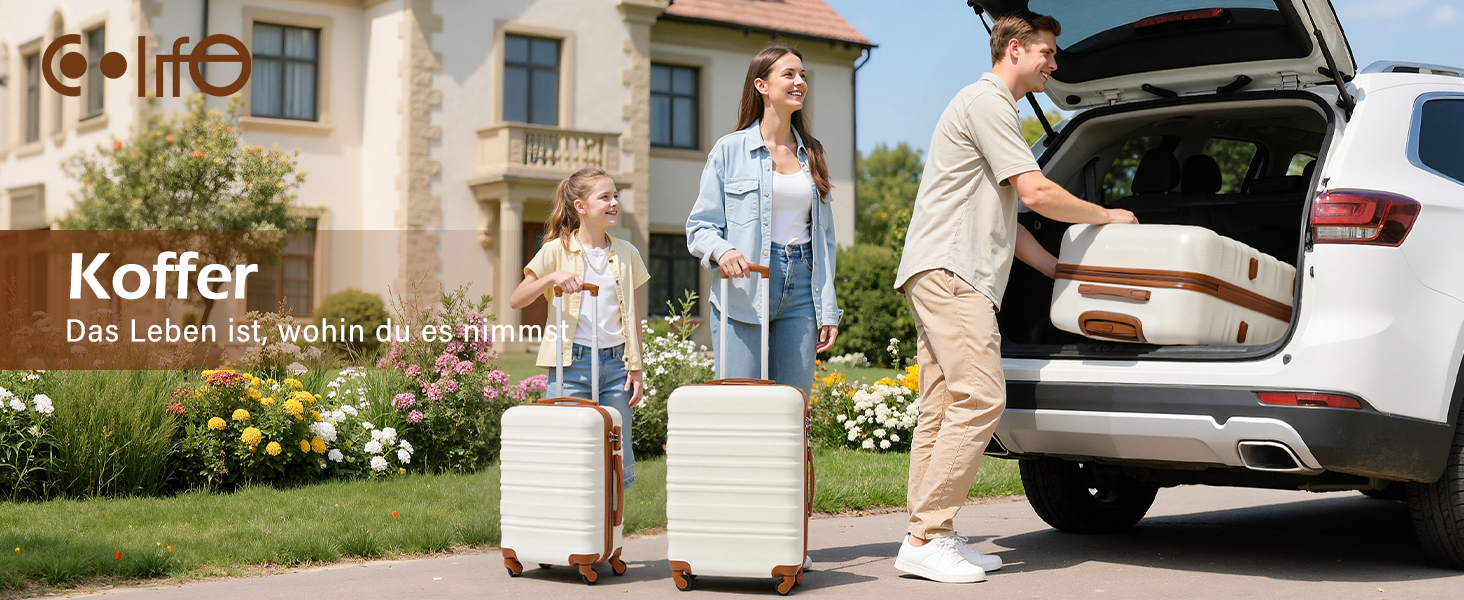 Валіза COOLIFE з жорстким корпусом, тріскачка, валіза для подорожей з TSA-замком та 4 колесами (Зелений, Набір валіз)