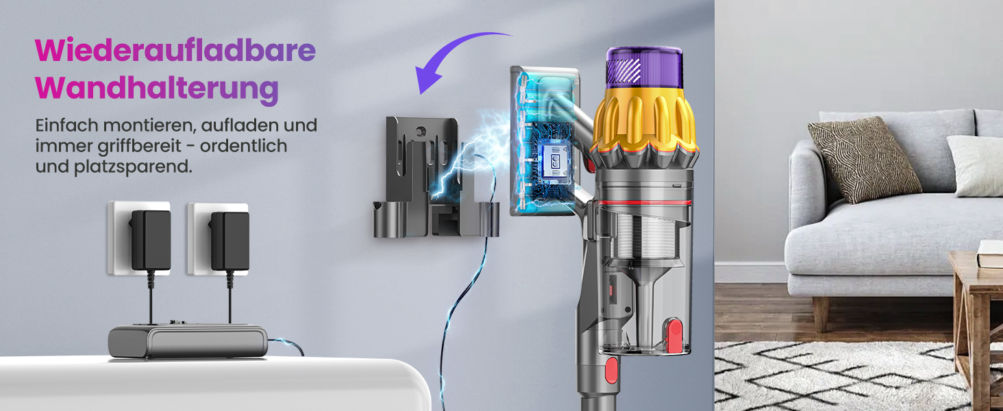 Бездротовий акумуляторний пилосос з 2 акумуляторами, 150 хв роботи, 55000 Па, 600 Вт, об'єм 2.0 л, з дисплеєм, антизаплутана щітка, самостійна парковка, настінна зарядка, 11-шарова фільтрація для шерсті тварин, килимів та твердих поверхонь