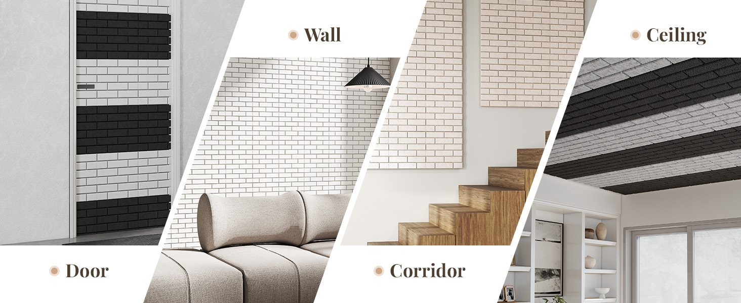 Акустичні панелі JBER самоклеючі для звукоізоляції, шумопоглинаючі панелі «цеглина» для студії, офісу та дому, 30 x 30 x 1 см, чорні, 12 шт.