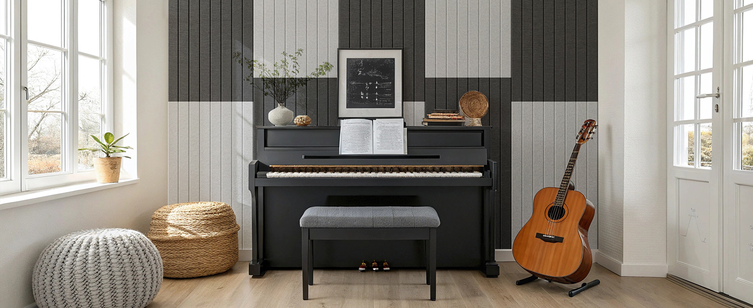 Акустичні панелі Soundsbay самоклейні для звукоізоляції та декору стін, 120×60×0.9 см, чорні (3 шт, 2.16 м²)