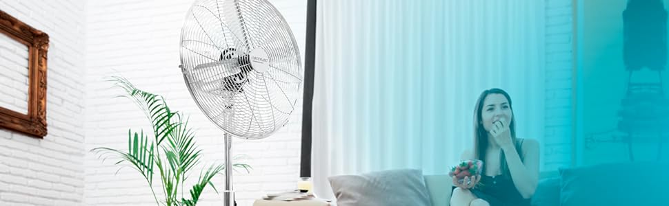 Вентилятор Cecotec EnergySilence 620 RetroDesk: 40W, хром, діаметр 30.5 см, 4 лопаті, 3 швидкості, осциляція, регулювання висоти