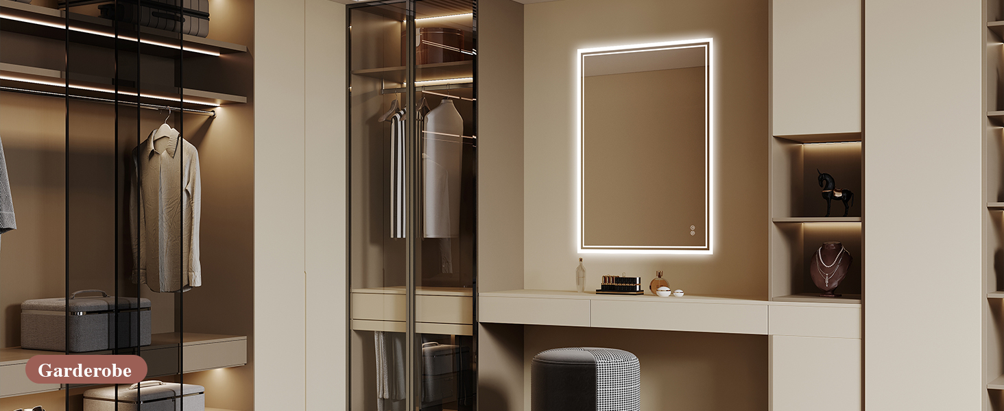 Дзеркало для ванної кімнати з підсвічуванням LED, антизапітніння, сенсорний вимикач, регулювання яскравості, 3 кольори світла, овальне, 50x70 см