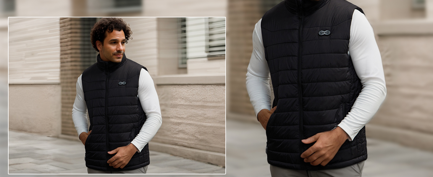 Обогревна жилетка для чоловіків та жінок, жилетка з підігрівом з акумулятором 10000 mAh та 5 зонами підігріву, для катання на лижах та полювання, чорний колір