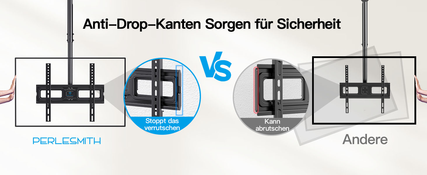 Full-Motion TV Ceiling Mount - Tilting and Swiveling, Adjustable for 26-65 inch Screens, 50kg Capacity, VESA 400x400mm