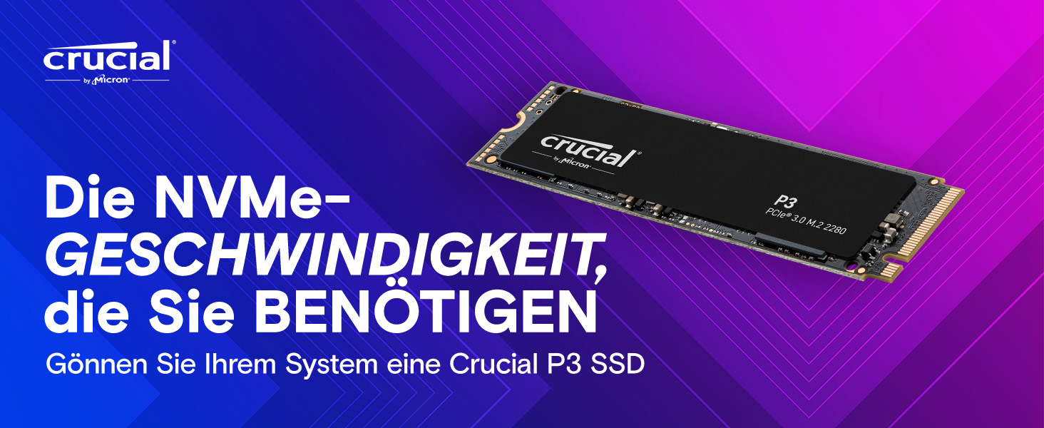 SSD Crucial P3 500GB M.2 NVMe PCIe Gen3 - Швидкий внутрішній накопичувач