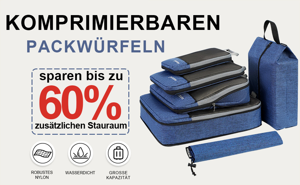Набір компресійних органайзерів для подорожей (4 шт, чорний)