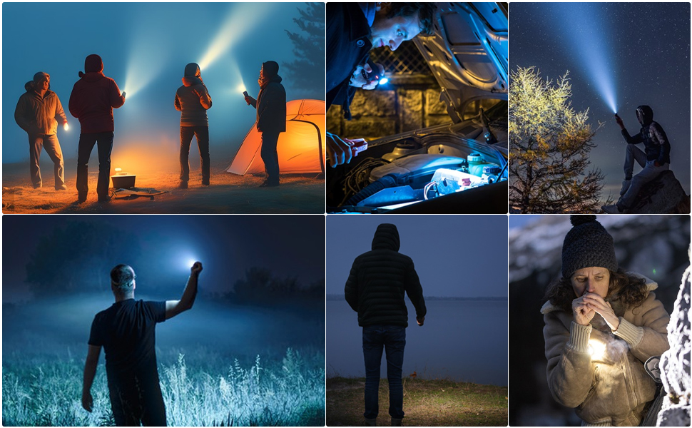 LED ліхтарик на акумуляторі, надзвичайно яскравий 1200000 люмен, з функцією зуму, тактичний, з 5 режимами, водонепроникний IP67, для кемпінгу, риболовлі, туризму, активного відпочинку та надзвичайних ситуацій (P70-kit)