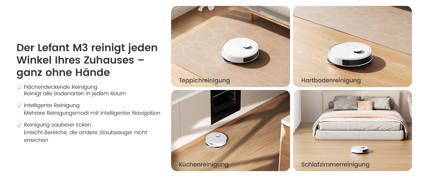 Робот-пилосос LEFANT M3 Gen2 з функцією миття підлоги, 12000Pa, LiDAR-навігація, керування через додаток/Alexa/iWatch