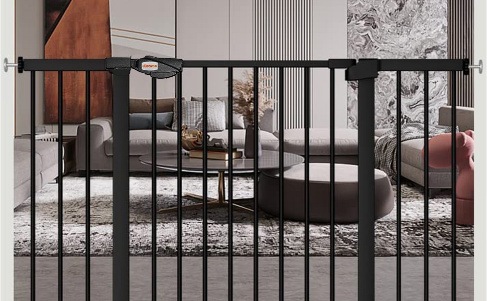 Захист для дверей та сходів UBRAVOO Babygitter, 100 см, безпечне дитяче ворота, автоматичне закриття, трикратне блокування, білий, ширина 76-84 см