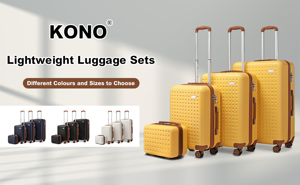 Чохол-валіза KONO, валіза на колесах, ручна валіза 67*44*27 см, ABS, 8 коліс, TSA-замок, блакитний (жовтий), 2 шт.