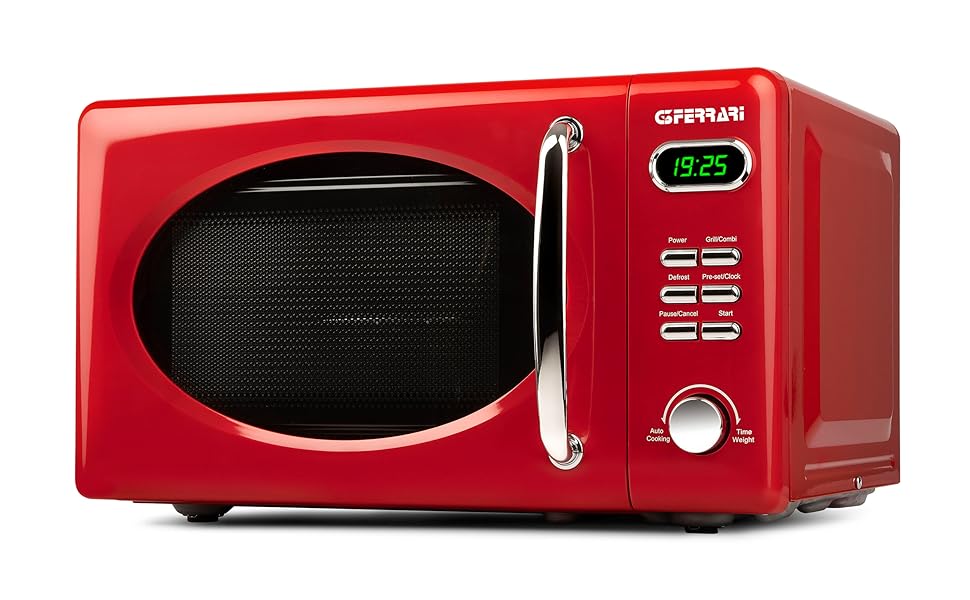 Мікрохвильова піч G3 Ferrari Sapormio Vintage, 1150W, 20 л, 8 програм, червона