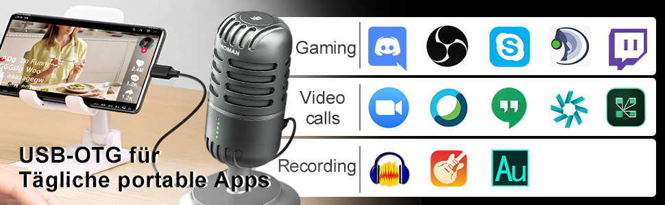 Мікрофон USB для ПК, PS4, PS5: ігровий, для стрімінгу, подкастів та запису звуку. Підходить для Mac та Windows