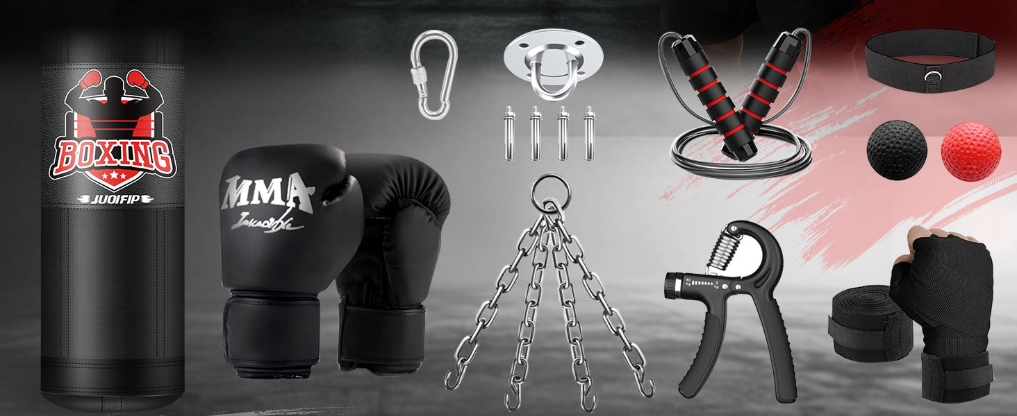 Набір для боксу Boxsack-Set для дорослих, 120 см, з боксерськими рукавичками 12oz, для MMA, карате, кікбоксингу, боксу, муай-тай, тренувань вдома та у фітнес-клубі. Важкий боксерський мішок (не заповнений)